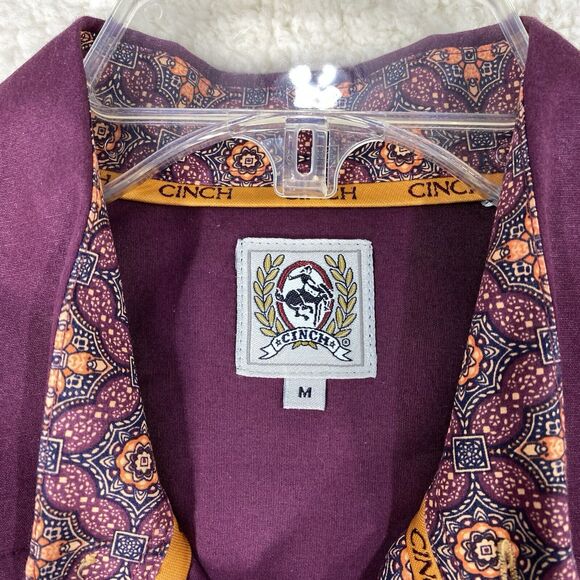 Cinch Shirt Mens Sz Med Maroon Red Flip Cuff Button Down Western Outdoors Rodeo - Picture 5 of 11